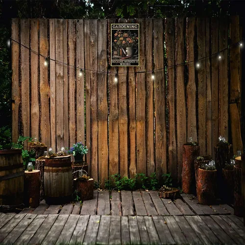 Vista 4 de YLUYINOM Letrero de metal de hojalata para jardín, jardín, porque el asesinato está mal, regalo para amantes de la jardinería, decoración de pared