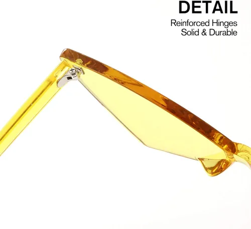 Vista 3 de OLINOWL Gafas de sol sin montura triangular, una pieza, gafas de sol transparentes de color para mujeres y hombres