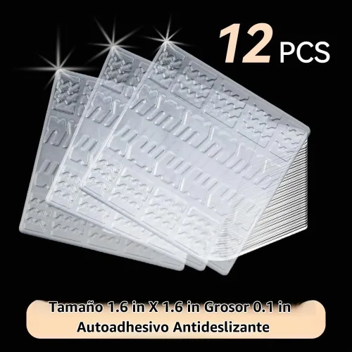 Vista 2 de Almohadillas Antideslizantes para Muebles, 12 Piezas Transparentes Sin Deslizamiento Agarraderas para Muebles, Almohadillas Autoadhesivas