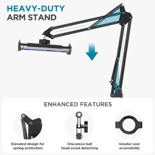 Vista 5 de Soporte de piso para tableta InnoGear, soporte de teléfono para cama ajustable universal compatible con iPhone iPad Pro Air Mini, Samsung Tab