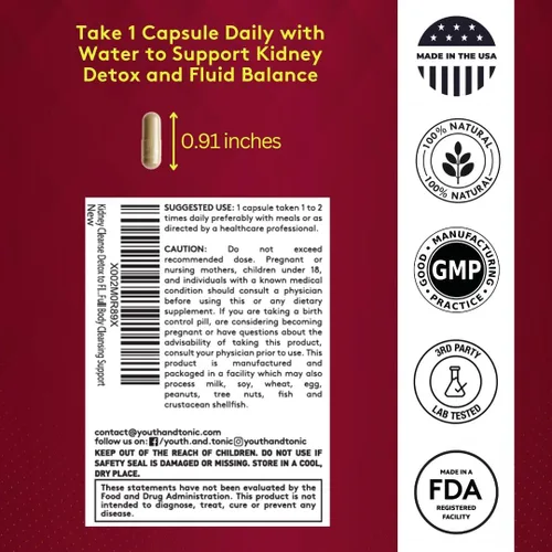 Vista 8 de Youth & Tonic CandEase Matrix Pills & Kidney Cleanse Paquete de 2 unidades Apoya la limpieza corporal y mantiene la salud del tracto urinario