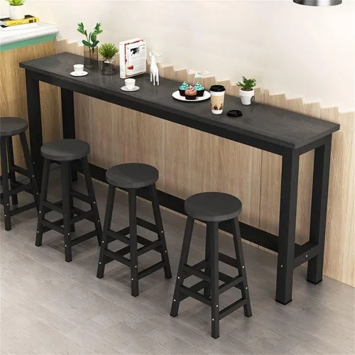 Vista 6 de LAKIQ Mesa de bar de madera moderna rectangular para sofá, mesa de consola de altura de mostrador, mesa de comedor, mesa de bar de cocina, mesa