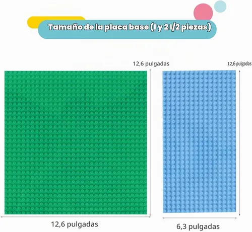 Vista 3 de Placas base clásicas compatibles con ladrillos y placas base, juego combinado de base de construcción de 10 x 10 pulgadas y 10 x 5 pulgadas, placas