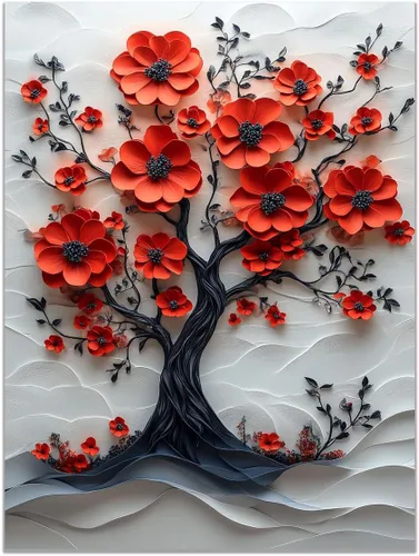 Vista 29 de VOCBAN Tree of Life Canvas Wall Art Painting Poster Nature Print Canvas Wall Art Print Artwork Living Room Bedroom Office Hallway Picture(black
