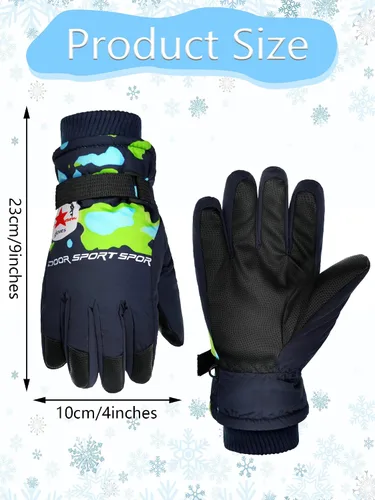 Vista 3 de 2 pares de guantes de invierno para niños, guantes de esquí impermeables para niños y niñas, guantes de nieve, accesorio cálido para esquí, patinaje