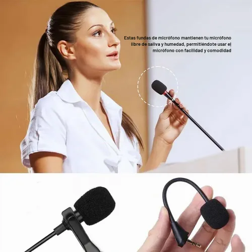 Vista 6 de 12 piezas de parabrisas de espuma para micrófono de auriculares, micrófono de 0.2 pulgadas de diámetro, filtro pop, cubierta de micrófono, mini