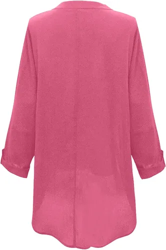 Vista 2 de YfiDSJFGJ Camisas blancas para mujer, transpirables, cómodas, de color liso, manga larga, holgada, casual, para mujer