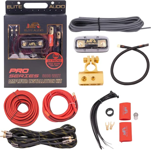 Vista 15 de Elite Audio Kit de cableado de amplificador dual calibre 0, kit de instalación de amplificador OFC de 5000 W para 2 amplificadores - EA-PROK0-DUAL