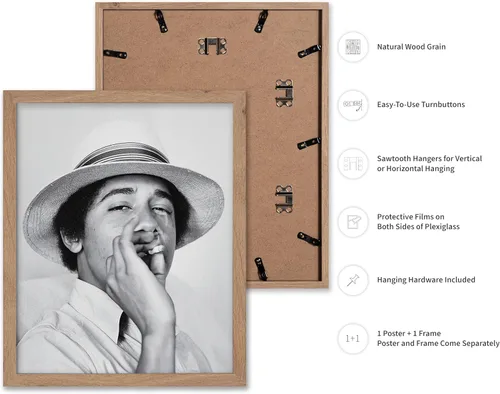 Vista 2 de Poster Master Póster de fotografía vintage, impresión de retrato retro, regalo para artista, amigo, joven Barack Obama fumando cigarrillo