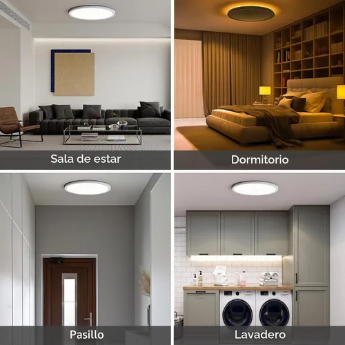 Vista 7 de Matane Paquete de 2 lámparas LED de techo de 12 pulgadas con control remoto, luz nocturna cálida de 2000 K, ajustable de 3000 K-6500 K, luces