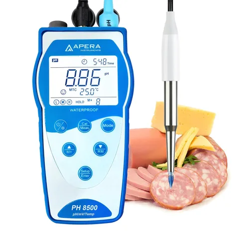 Vista 10 de Apera Instruments Premium Series PH8500-MS Kit de medidor de pH portátil para muestras pequeñas y tubos de ensayo, azul (AI5554)