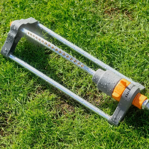 Vista 4 de Rociador oscilante duradero para patio y jardín, aspersor oscilante con rociador ajustable, riego de jardín y césped de gran área