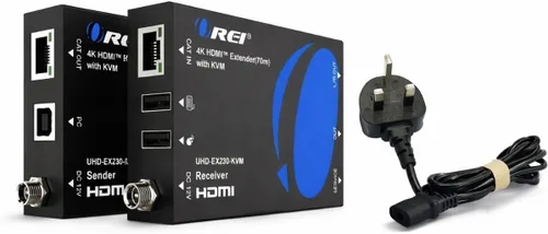 Vista 9 de OREI Extensor KVM HDMI 4K sobre Ethernet Balun sobre Cable CAT6/7 4K@60Hz Hasta 70 Metros - 2 Puertos USB 1.1, Soporta Teclado y Mouse USB HDMI Loop