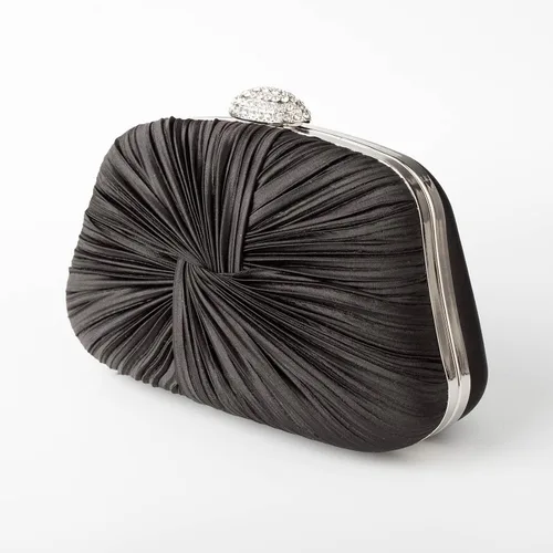 Vista 4 de Simcat Bolso de mano para mujer, bolso de satén plisado para mujer, bolso de mano con lazo plisado con cadena para graduación, boda, fiesta de noche