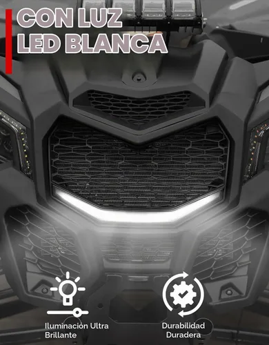 Vista 5 de A & UTV PRO X3 Parachoques delantero de malla, rejilla de malla frontal con barra de luces LED, protector de radiador para Can-Am Maverick X3 Max X