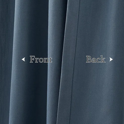 Vista 7 de KGORGE Cortinas azules de lino sintético de 84 pulgadas de largo, juego de 2 paneles, elegantes cortinas casuales de lino con textura para ventana