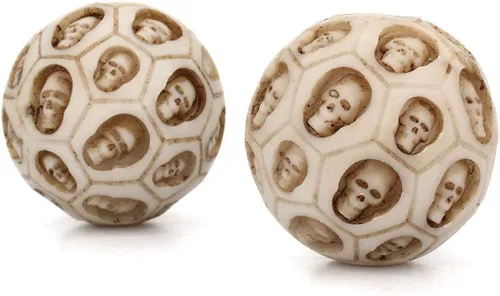 Vista 3 de 2 unids/set cráneo resina balonmano fitness bola masaje bola resina mano vuelta salud ejercicio alivio estrés bolas baoding