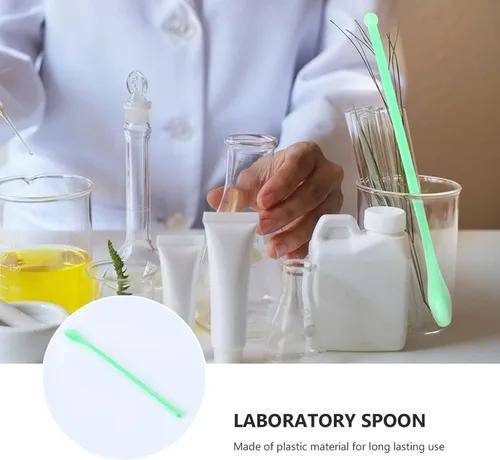 Vista 3 de ULTECHNOVO 100PCS plástico laboratorio cuchara mini laboratorio mezcla espátulas (verde)