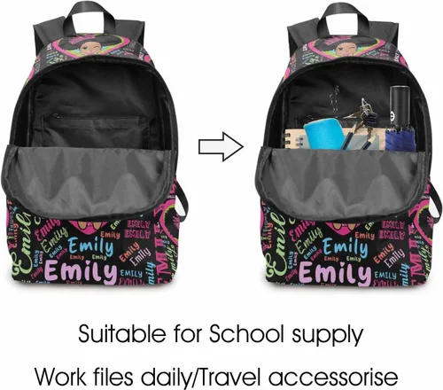 Vista 4 de Mochila con nombre personalizado para niños, bolsa de almuerzo personalizada con monograma de corazones de ensueño, bolsa de almuerzo con nombre