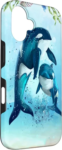 Vista 3 de iPhone 16 Orca Whales Animal Nature Case Men Women Boys Girls Orca Case