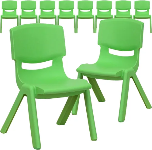 Vista 12 de Flash Furniture - Silla escolar apilable de plástico azul con altura de asiento de 10 1/2 pulgadas