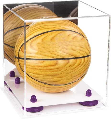 Vista 98 de Better Display Cases Mini acrílico - Miniatura (no tamaño completo) Baloncesto vitrina con elevadores negros y espejo (A015-BR)