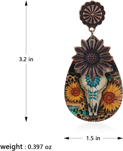 Vista 5 de Pendientes de turquesa occidental de Rustic Couture para mujer, joyería de país occidental