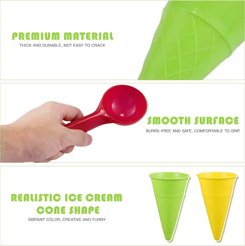 Vista 6 de Toddmomy Juguetes para niños pequeños, 10 piezas de plástico para helados, juegos de arena para niños, juego sensorial al aire libre para niños