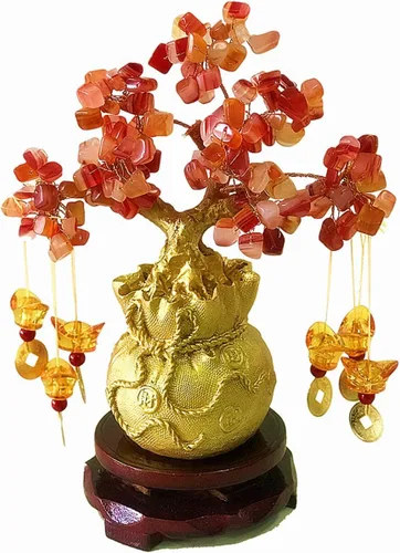 Vista 4 de Árbol de la Abundancia de Feng Shui de citrino/Árbol de Dinero de citrino y Árbol de citrino, Árbol de Cristal de Grifo/Árbol de Fortuna de Dragón
