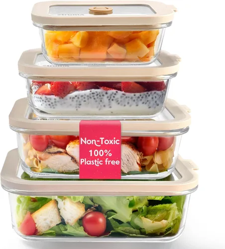 Vista 10 de Ziruma Recipientes de vidrio no tóxicos para almacenar alimentos de 2.6 tazas con tapas, recipientes de sopa con tapas, preparación de comidas sin