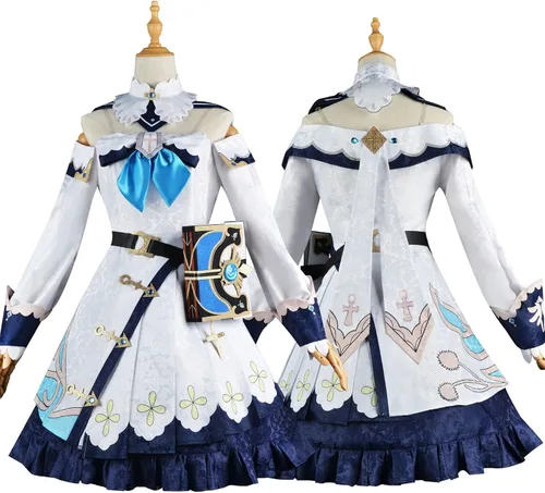Vista 5 de Game Genshin Impact Barbara - Disfraz de cosplay para niña, vestido con accesorios para Halloween