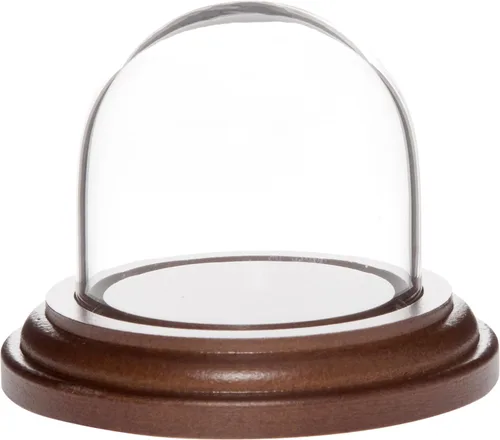 Vista 3 de Plymor 1.875" x 1.875" Mini cristal Display Dome Cloche (base de chapa de caoba oscura)