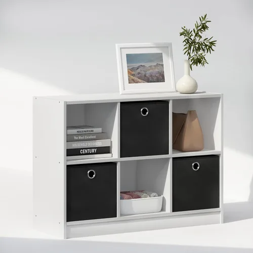Vista 9 de Furinno Organizadores y almacenamiento de armario cúbicos, organizador de armario de 6 cubos con contenedores, almacenamiento de estante abierto