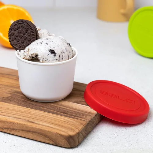 Vista 6 de BALCI - Mini recipientes de helado de 8 onzas con tapas de silicona (juego de 4) - Contenedores de almacenamiento de alimentos para congelador Azul