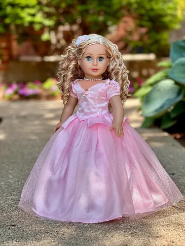 Vista 5 de Pretty Pink - Conjunto para muñecas de 18 pulgadas, juego de 4 piezas con vestido, tocado y collar, muñeca no incluida