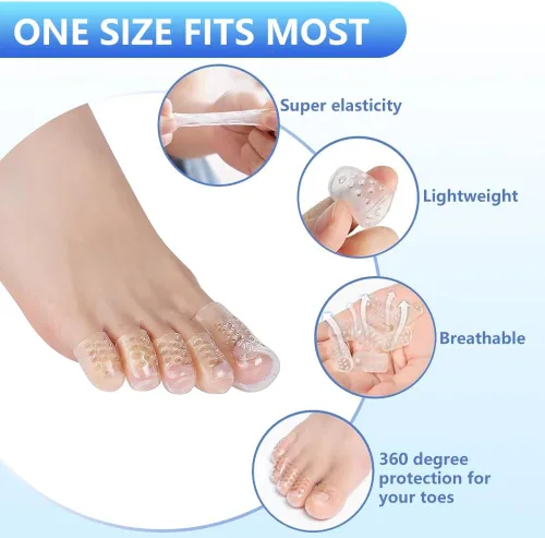 Vista 4 de Protector de Dedos del Pie de Silicona Antifricción, Protectores de Dedos del Pie de Gel Transpirables Cubiertas para Dedos del Pie, Protectores