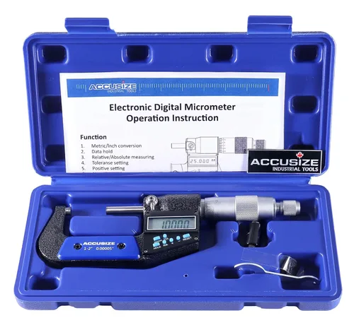 Vista 15 de Accusize Industrial Tools 0-1"/0-25 mm por 0.00005"/0.001 mm Micrómetro Digital Electrónico de 7 Teclas, Resistente al Agua, Ac21-1022