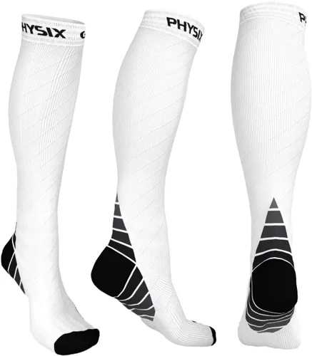 Vista 18 de Physix Gear - Calcetines de compresión 20-30 mmHg, para hombres y mujeres, para correr, enfermeras, espinillas, vuelo, viajes Negro
