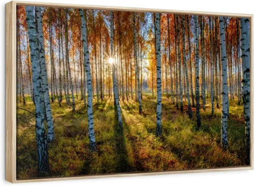 Vista 9 de ElephantStock - Swedish Birch Forest Wall Art - Horizontal Floating Framed Canvas - Hallway Wall Decor - Photography Nature Framed Canvas Art