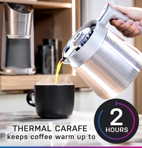 Vista 10 de GE Profile Smart Grind & Brew - Cafetera con Servicio Individual sin Cápsulas, Depósito de Agua de 90 oz, Jarra Térmica de 10 Tazas, Control de Voz