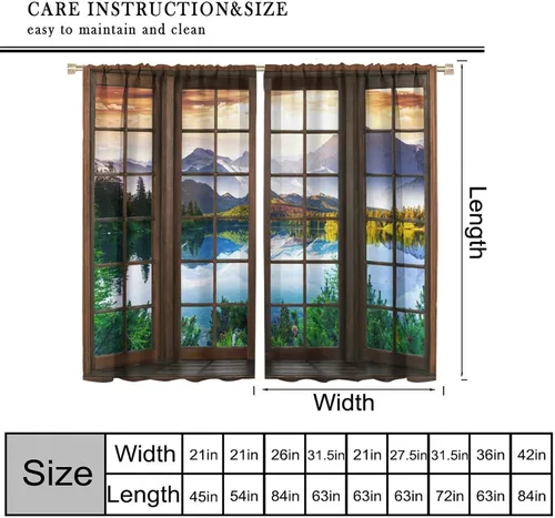 Vista 40 de Cortinas de paisaje, ventana 3D, primavera, bosque, vida silvestre, paisajes de naturaleza, dormitorio, sala de estar, cortinas térmicas opacas de 2
