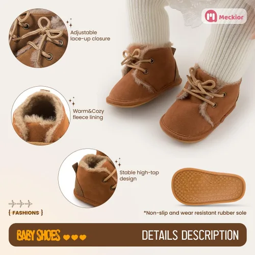 Vista 5 de Meckior Botar para aprender a caminar unisex, para niños y niñas, recién nacidos, terciopelo, suela de goma, zapatos antideslizantes
