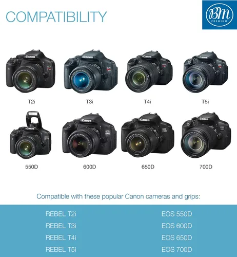 Vista 5 de BM Premium LP-E8 Cargador de batería rápido de doble bahía para cámaras digitales Canon EOS Rebel T2i, T3i, T4i, T5i, EOS 550D, EOS 600D, EOS 650D