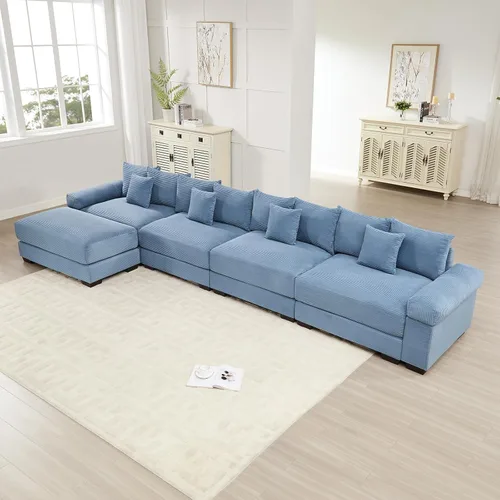 Vista 20 de ODUSE-DAILY Sofá modular de gran tamaño de 117.3 pulgadas, sofás modulares grandes de pana para sala de estar, sofás de 3 plazas, moderno juego