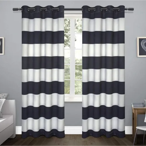 Vista 13 de Exclusive Home Sateen Rugby - Par de paneles de cortinas opacas con ojales en la parte superior, de sarga a rayas, para oscurecer la habitación, 52