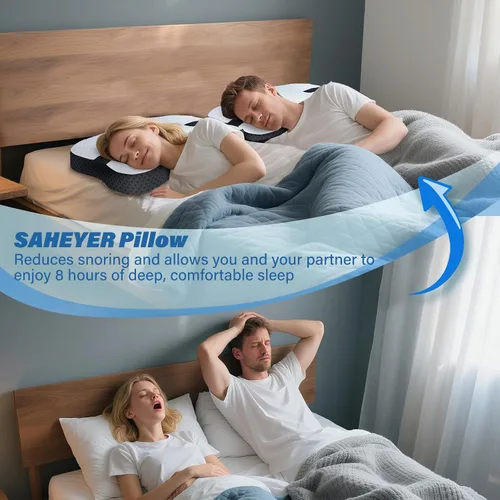Vista 6 de Almohada antironquidos para dormir de lado, ayuda para evitar ronquidos con espuma viscoelástica, almohada ortopédica para dormir, solución