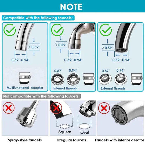 Vista 4 de Vortopt Filtro avanzado para grifo de fregadero, purificador de agua giratorio de 360 °, filtración de nivel 5 certificada por NSF, compatible