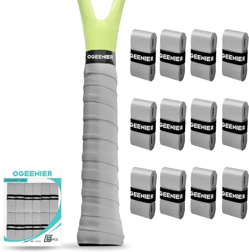 Vista 30 de OGEENIER Cinta de agarre para raqueta de tenis, paquete de 3, 6, 12 cintas de agarre de tenis, absorbente y antideslizante, cinta de agarre suave