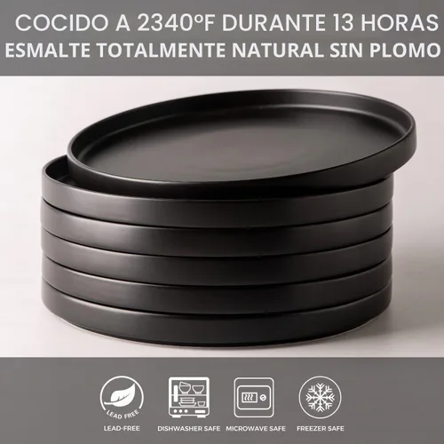 Vista 3 de AmorArc Juego de 6 platos de cerámica, esmalte mate de 8.0 pulgadas para cocina, postre, ensalada, aperitivo, platos pequeños para platos llanos