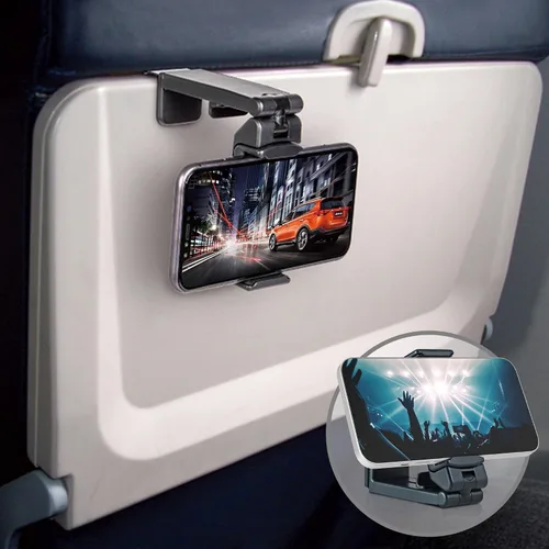Vista 10 de Accesorios de viaje, bandeja universal para el respaldo del asiento, soporte de clip para teléfono, tamaño de bolsillo ajustable, soporte para 1